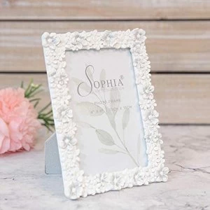Image of 4" x 6" - SOPHIA? White Floral Resin Photo Frame