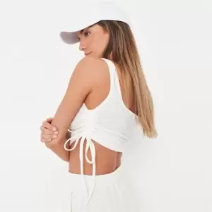 Image of Missguided Basic Rib Ruched Crop Top - White