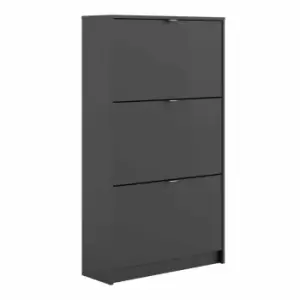 Image of Shoes Hallway Storage Cabinet With 3 Tilting Doors And 2 Layers Matt Black