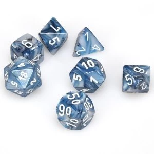 Image of Chessex Poly 7 Dice Set: Lustrous Slate w/white
