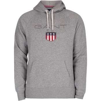 Image of Gant Shield Pullover Hoodie mens Sweatshirt in Grey - Sizes UK XL,UK XXL