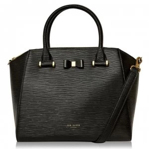 Image of Ted Baker Daryyl Bow Leather Tote Bag - black