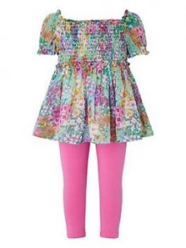 Image of Monsoon Baby Girls S.E.W. Floral Top And Legging Set - Blue