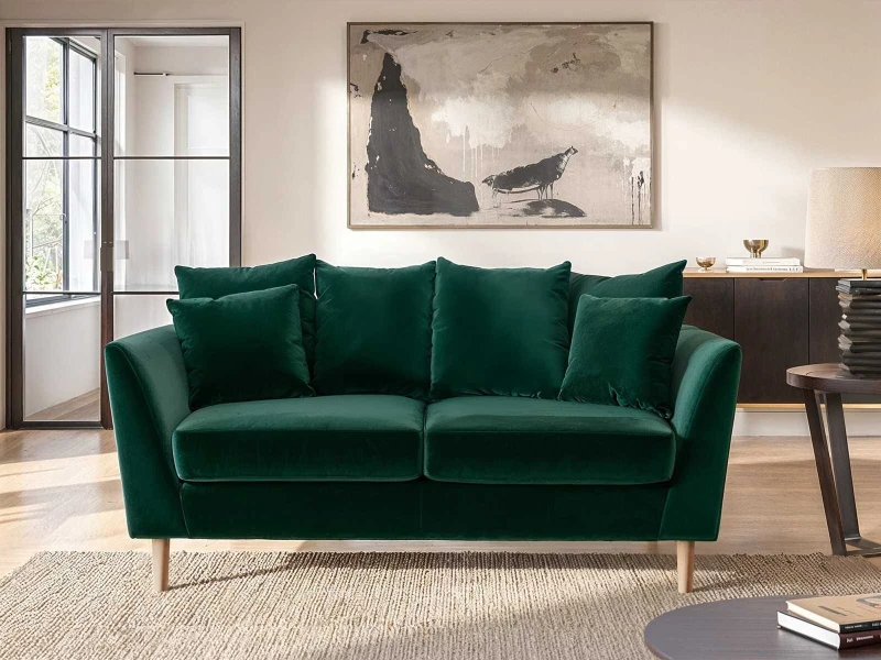 Image of Solace+Co Avery 2 Seater Scatter Back Sofa - Bottle Green Bottle Green Unisex