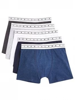 Image of River Island RI Boxers 5 Pack Navy Size 7-8 Years Boys