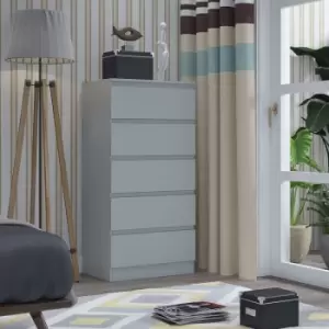 Image of Fwstyle Modern Tall 5 Drawer Chest Of Drawers Matt Grey