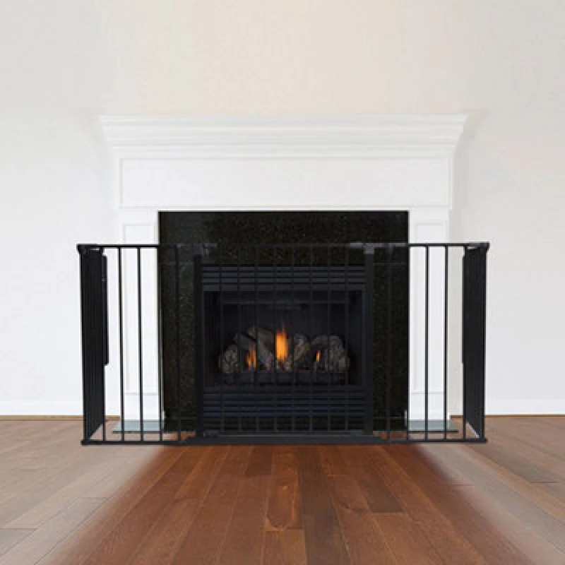 Image of Safetots Multi Panel Fire Surround, 51Cm Deep X 164Cm Wide, Black, 70Cm Tall, Child And Pet Safety, Baby And Toddler Fire Guard