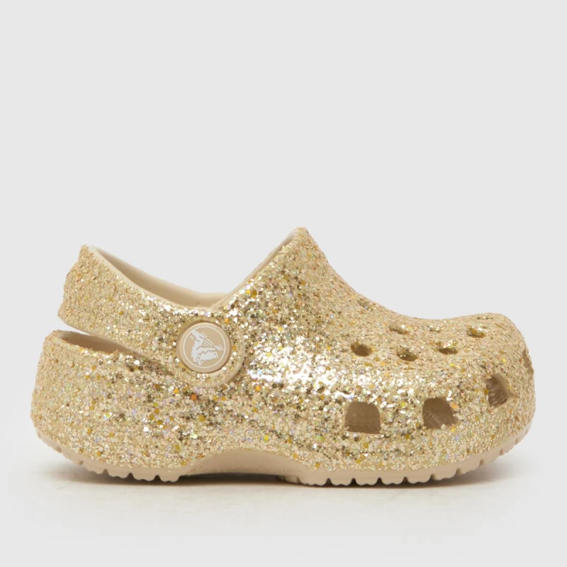 Image of Crocs Gold Littles Glitter Clog Girls Baby Sandals Gold UK 2/3 (EU 19)