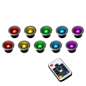 Image of 10 x 40mm Minisun Remote Control LED Colour Changing Decking Lights