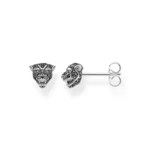 Image of THOMAS SABO Silver Black Cat Stud Earrings