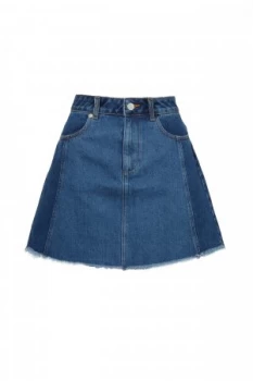 Image of French Connection Losa Denim Mini A Line Skirt Blue
