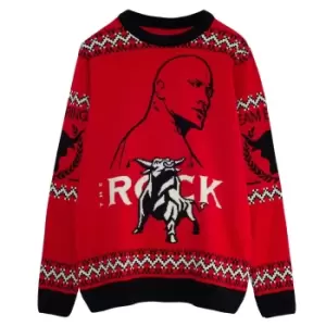 Image of WWE Mens Team Bring It The Rock Knitted Jumper (M) (Red)