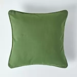 Image of Cotton Plain Olive Green Cushion Cover, 30 x 30cm - Green - Homescapes