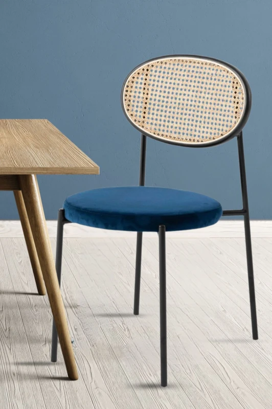 Image of Fusion Living Fusion Living Paris Dining Chair in Navy Navy One Size Unisex 5056409317213