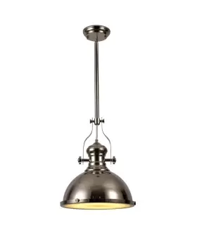 Image of Ceiling Dome Pendant, 1 x E27, Polished Nickel, Frosted Glass