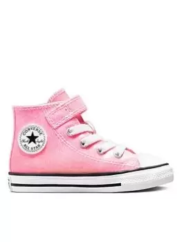 Image of Converse Chuck Taylor All Star 1v Sun-kissed Glitter Toddler Hi Top Trainers, Pink, Size 9