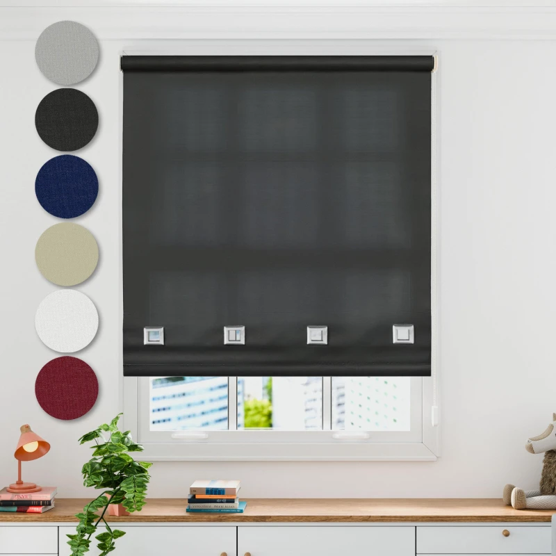 Image of Emma Barclay Square Eyelet Roller Blind Black unisex 180x165cm