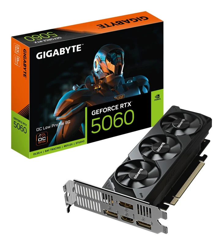 Image of Gigabyte Gigabyte GeForce RTX 5060 OC Low Profile 8G Graphics Card - 8GB GDDR7, 128bit, PCI-E 5.0, 2512 MHz Core Clock, 3 x DisplayPort, 1 x HDMI, GV-