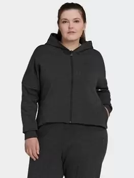 Image of adidas Mission Victory Slim Fit Full-Zip Hoodie (Plus Size), Black, Size 2X, Women