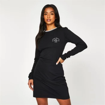 Image of Jack Wills Capstaff Long Sleeve T-Shirt Mini Dress - Black