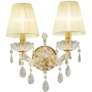 Image of Kolarz Schonbrunn Crystal Candle Wall Lamp 2 Light 24 Carat Gold