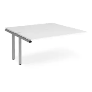 Image of Bench Desk Add On 2 Person Rectangular Desks 1600mm White Tops With Silver Frames 1600mm Depth Adapt