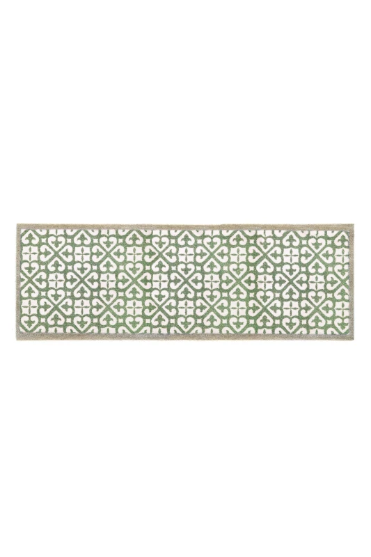 Image of My Mat Washable Nylon Harlequin Tile Green Indoor Mat Light Green