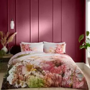 Image of Hyperion Interiors Florence 100% Cotton Duvet Cover & Pillowcase Set Pink