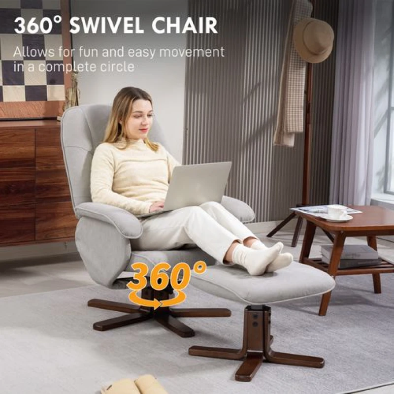 Image of HOMCOM Modern Round Boucle Armchair Accent Chair for Living Room Bedroom Light Grey