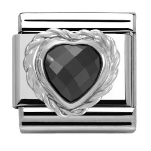 Image of Nomination CLASSIC Silvershine Faceted Hearts Black Cubic Zirconia...