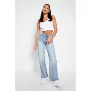 Image of I Saw It First Bleach Wash Premium 90s Wide Leg Jeans - Blue