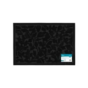 Image of JVL Botany Scraper Rubber Pin Doormat, 40x60cm, Black
