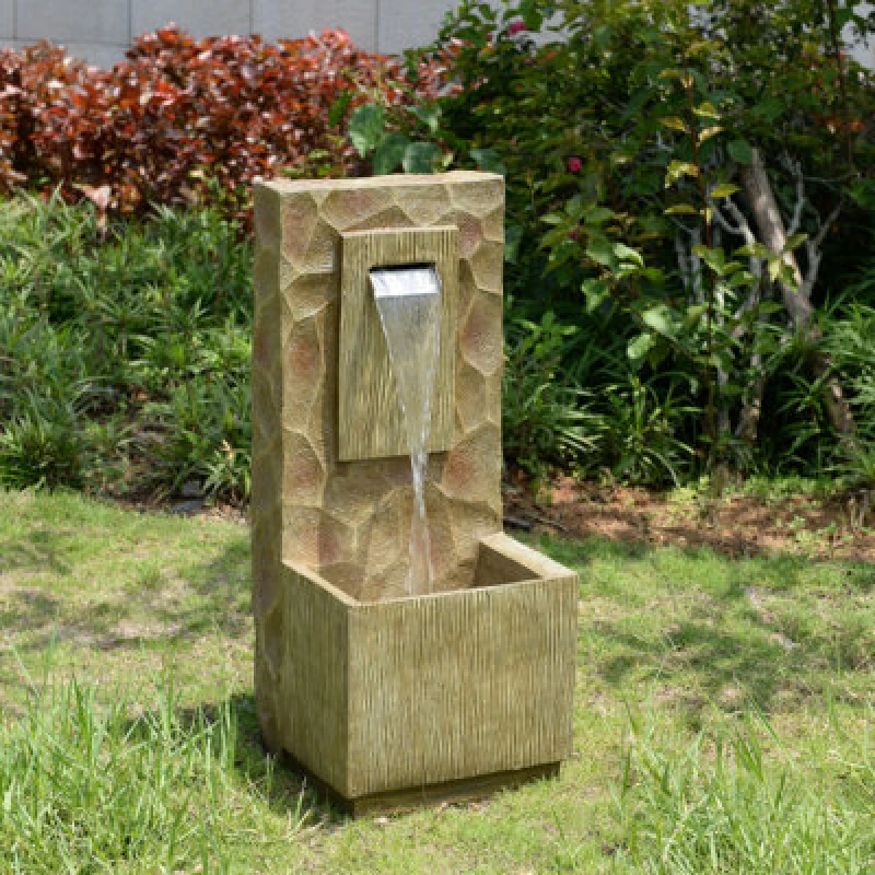 Image of Teamson Home 81Cm Spa-Style Outdoor Waterfall Fountain LED Lighting, Brown