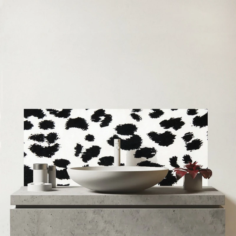 Image of Warren Reed - Designer Black Leopard Print Glass Bathroom Splashback Black Unisex