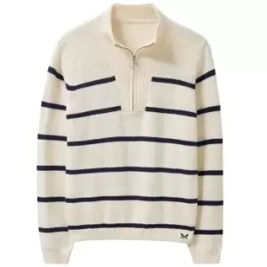 Image of Crew Clothing Womens Ama Half Zip Jumper White/Navy 12