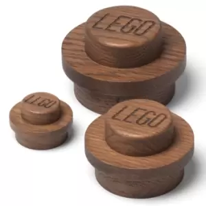 Image of LEGO 1x1 Wooden Wall Hanger Set (Hand Made From Red Oak) - Dark Stained (Set of 3)