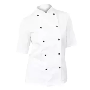 Image of Dennys Womens/Ladies Lightweight Short Sleeve Chefs Jacket / Chefswear (S) (White)