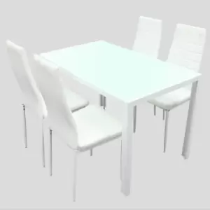 Image of Berlin White Dining Set 4Chair - White