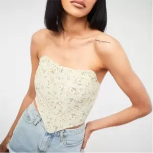 Image of Missguided Tall Floral Print Bandeau Corset Top - Blue