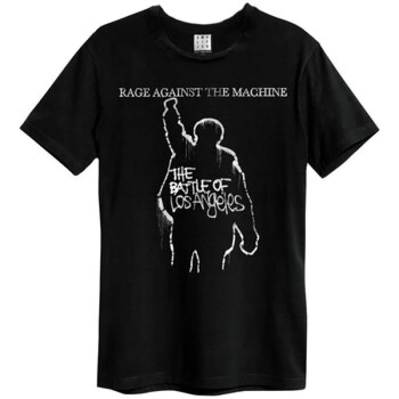 Image of Amplified Amplified Men Battle Of LA Rage Against The Machine T-Shirt in Charcoal Size: X-Small Charcoal XS Male 5059699794610