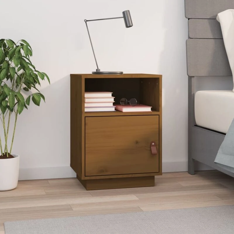 Image of VIDAXL Bedside Cabinet Honey Brown 40x34x55cm Solid Wood Pine Vidaxl 8720287204060