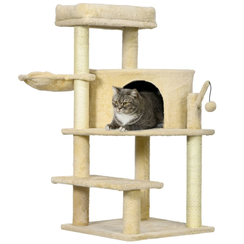 Image of PawHut PawHut Cat Tree Tower Climbing Activity Center with Sisal Scratching Post White 5056725381738