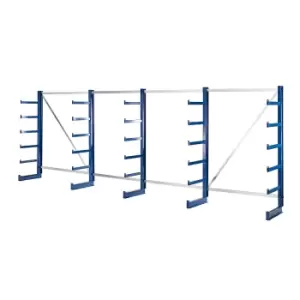 Image of eurokraft pro shelf unit length 5400 mm, shelf unit length 5400 mm, single sided, gentian blue
