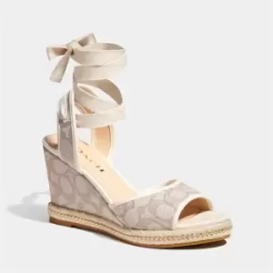 Image of Coach Womens Page Jacquard Wedged Sandals - Stone/Chalk - UK 7