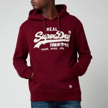 Image of Superdry Mens Vintage Logo Chenille Hoodie - Deep Port - XXL
