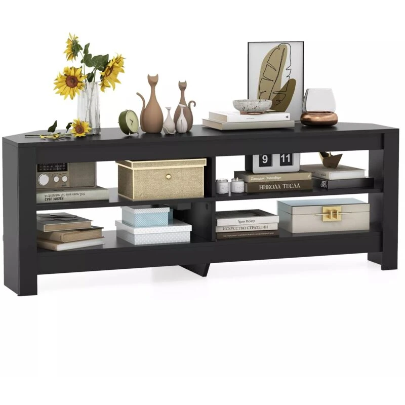 Image of COSTWAY Set of 2 Padded Bar Stools with Rubber Wood Legs Black