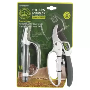 Image of Kew Gardens Anvil Secateurs and Sharpener Set
