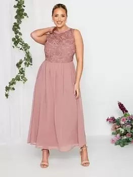Image of Yours Occasion Lace Maxi Dress, Pink, Size 16, Women