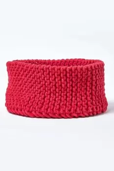 Image of Cotton Knitted Round Storage Basket, 37 x 21 cm