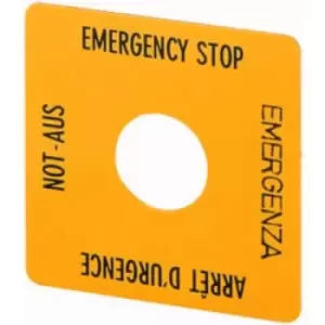 Image of Eaton SQT1 Label square (W x H) 50 mm x 50 mm EMERGENCY STOP (de, en, fr, it) Yellow